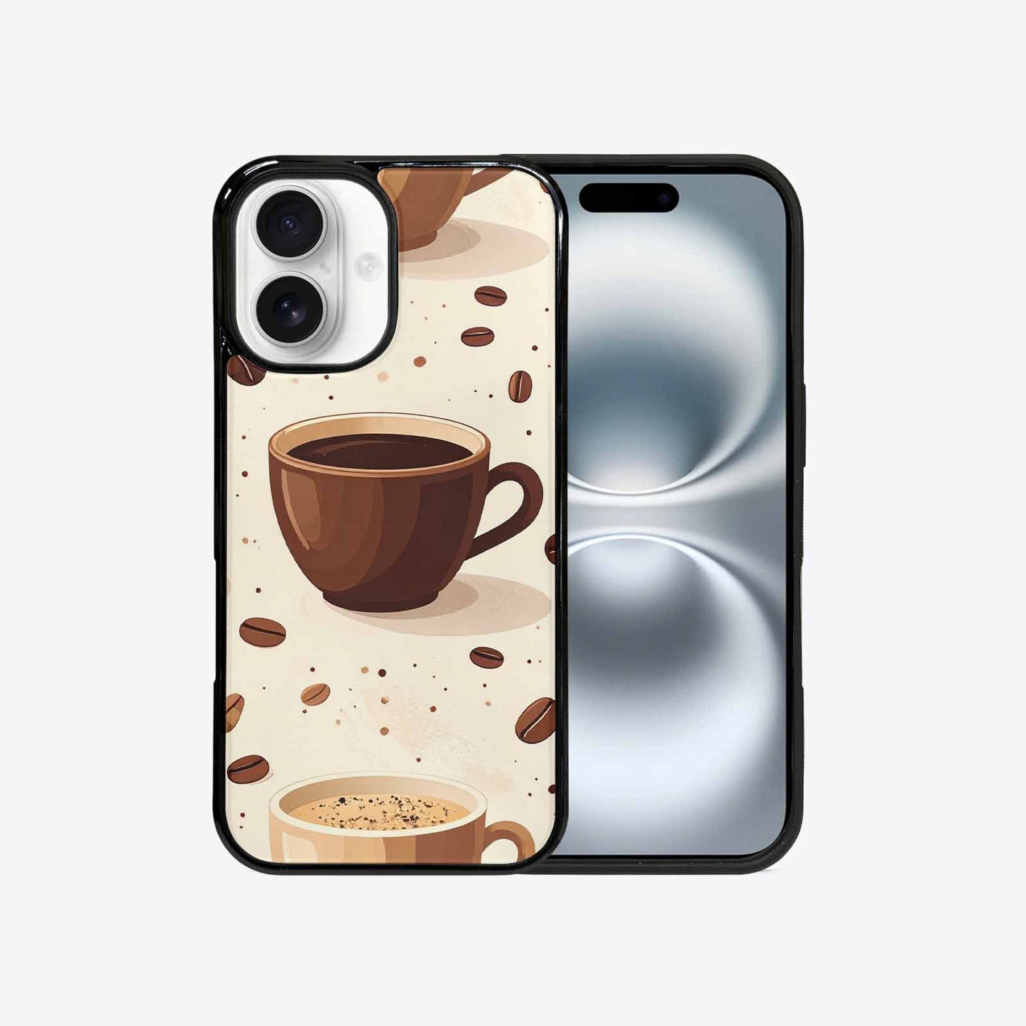 iPhone 16 Case — Coffee Cup And Bean Pattern Seamless, Unique Phone Case Design