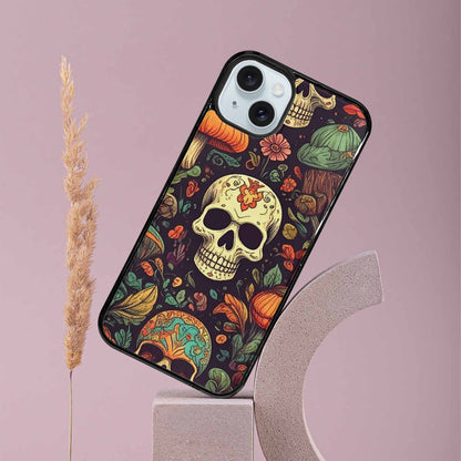 iPhone 15 Plus Case — Mushrooms And Skulls, Custom Print Case Cover