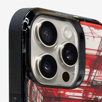 iPhone 16 Pro Case — Liminal Space Fragment Black Red Ink, Custom Printed Phone Case