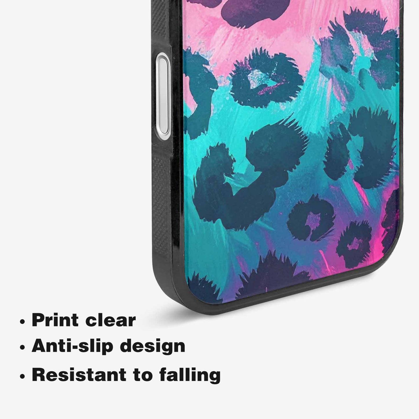 iPhone 16 Case — Leopard Neon Pink Teal Airbrush, Custom Designed Case Cover