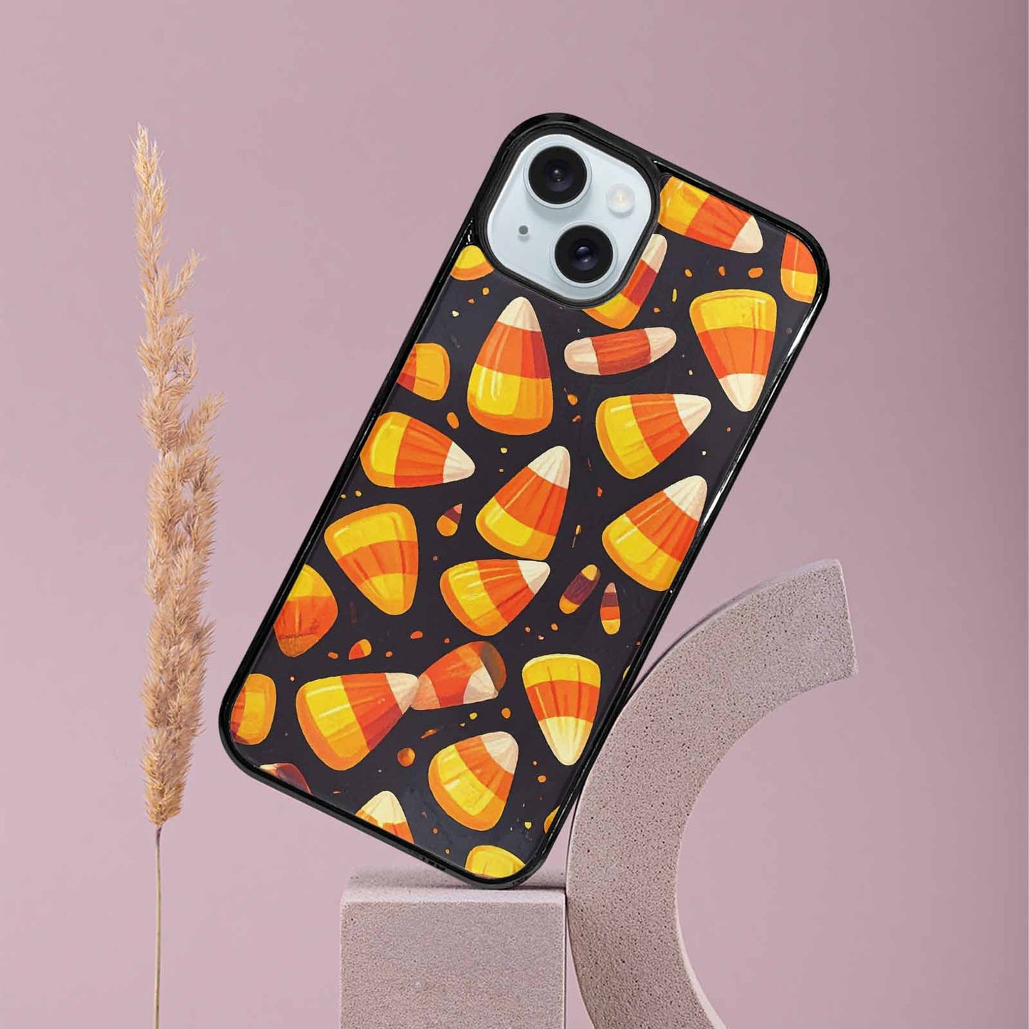 iPhone 15 Plus Case — Halloween Candy Corn, Custom Phone Case