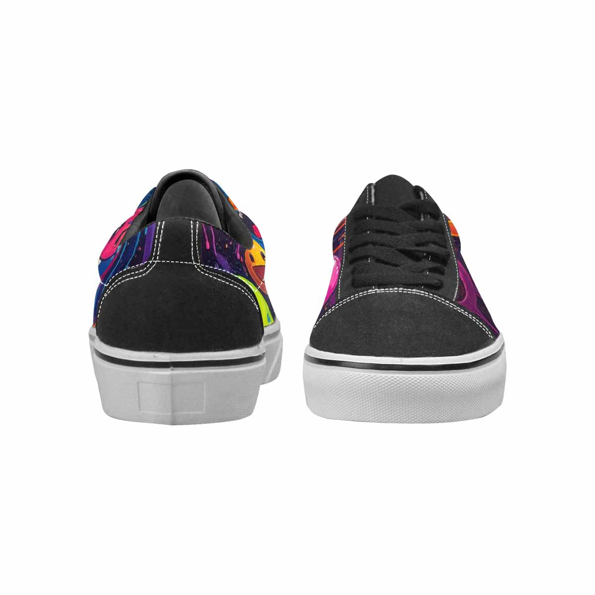 WOMEN'S Smiley Faces × Glow Lace-Up Canvas Dark Academia Custom Sneakers