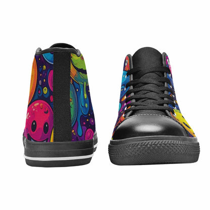 MEN'S Yellow Smiley Face High Top Canvas Dreamcore Shoes