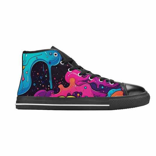 WOMEN'S Neon Drip Galaxy High Top Canvas Dark Academia Custom Sneakers
