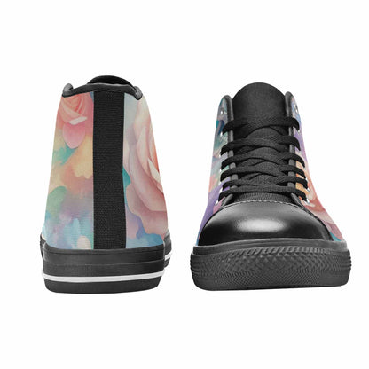 MEN'S Skulls Roses Candy Airbrush High Top Canvas Cottagecore Custom Shoes