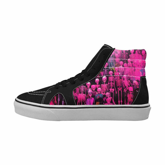 MEN'S Skeletons - Neon Pink High Top Canvas Kaleidoscope Custom Sneakers