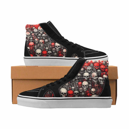 MEN'S Skulls Black & Red Ink High Top Canvas Boutique Y2K Custom Streetwear Shoes
