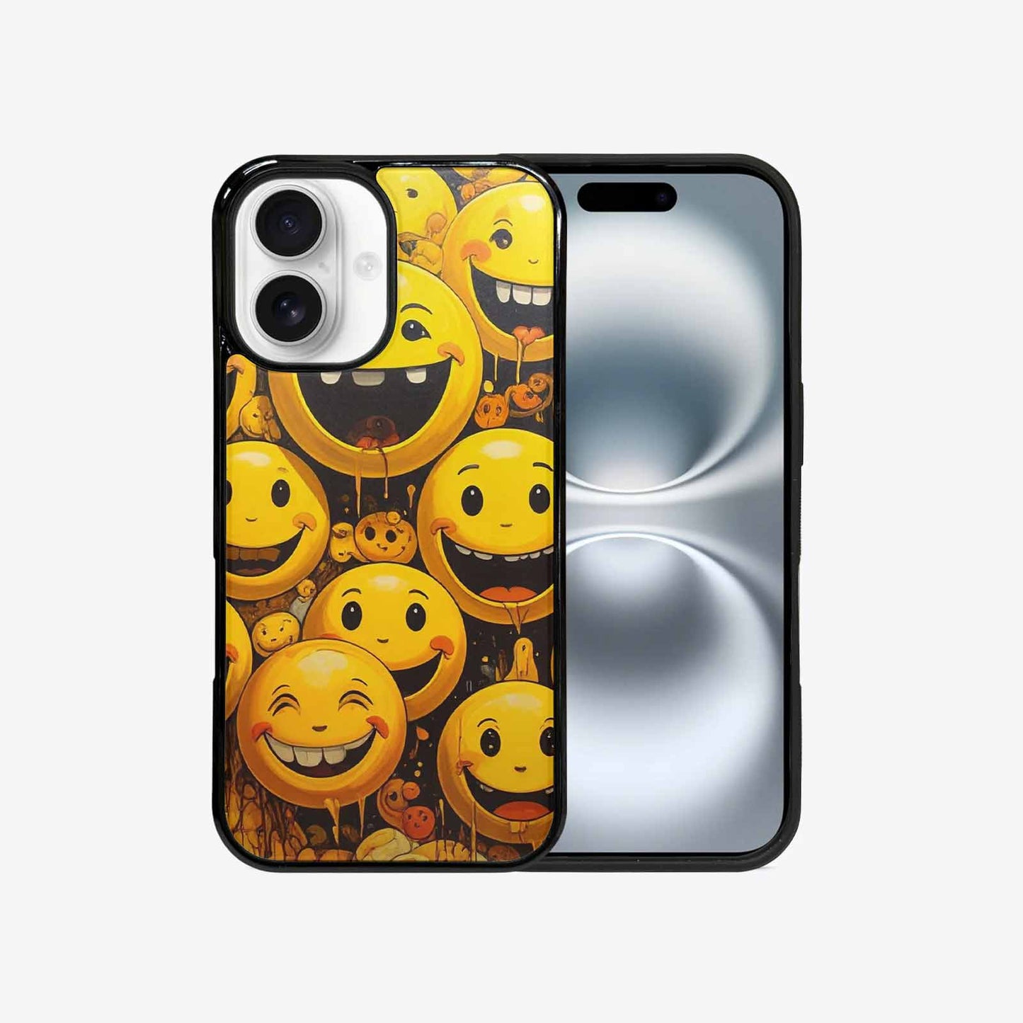 iPhone 16 Case — Melting Moon Smiley Red Splatt, Original Design Phone Case