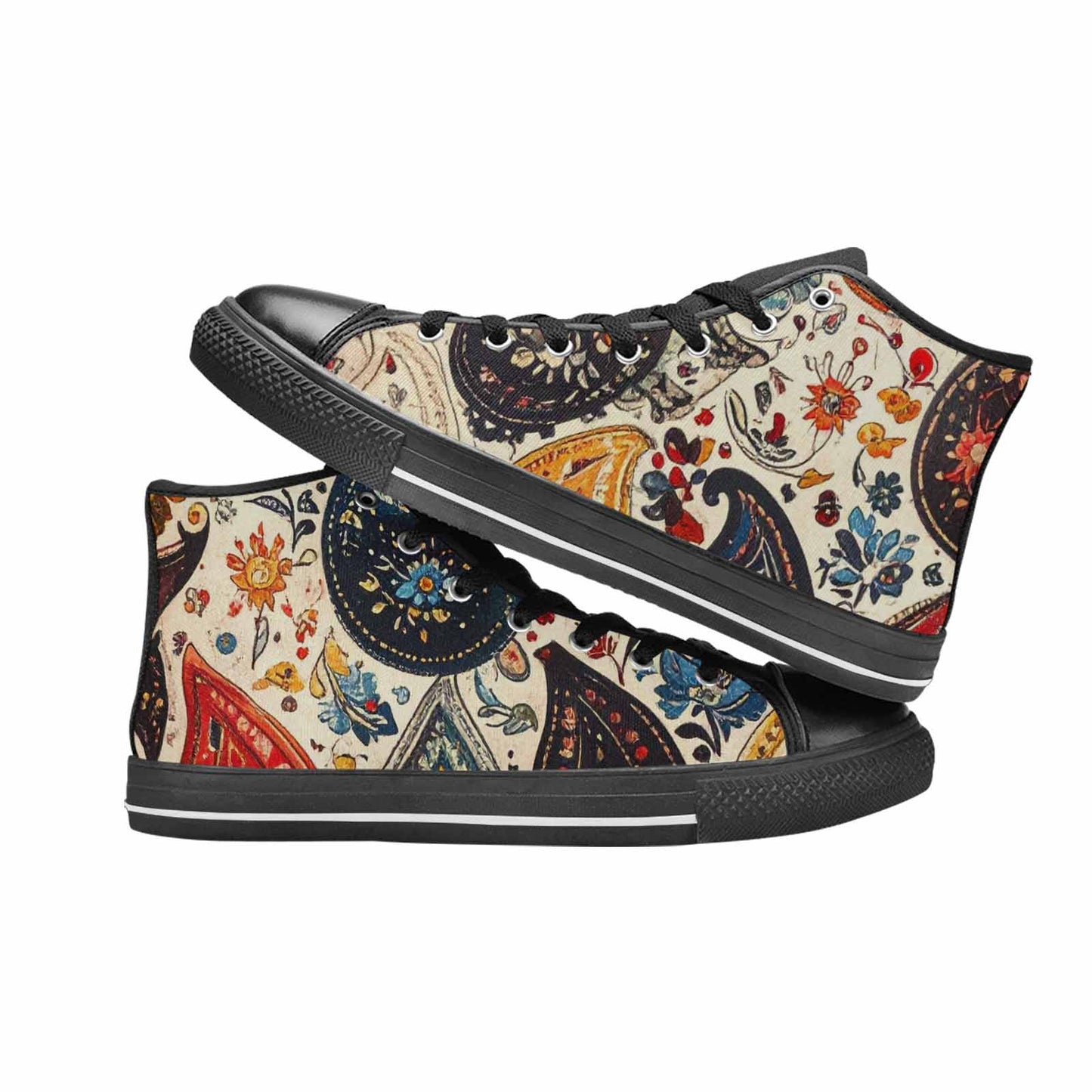 WOMEN'S Paisley Bandana High Top Canvas Grunge Custom Sneakers