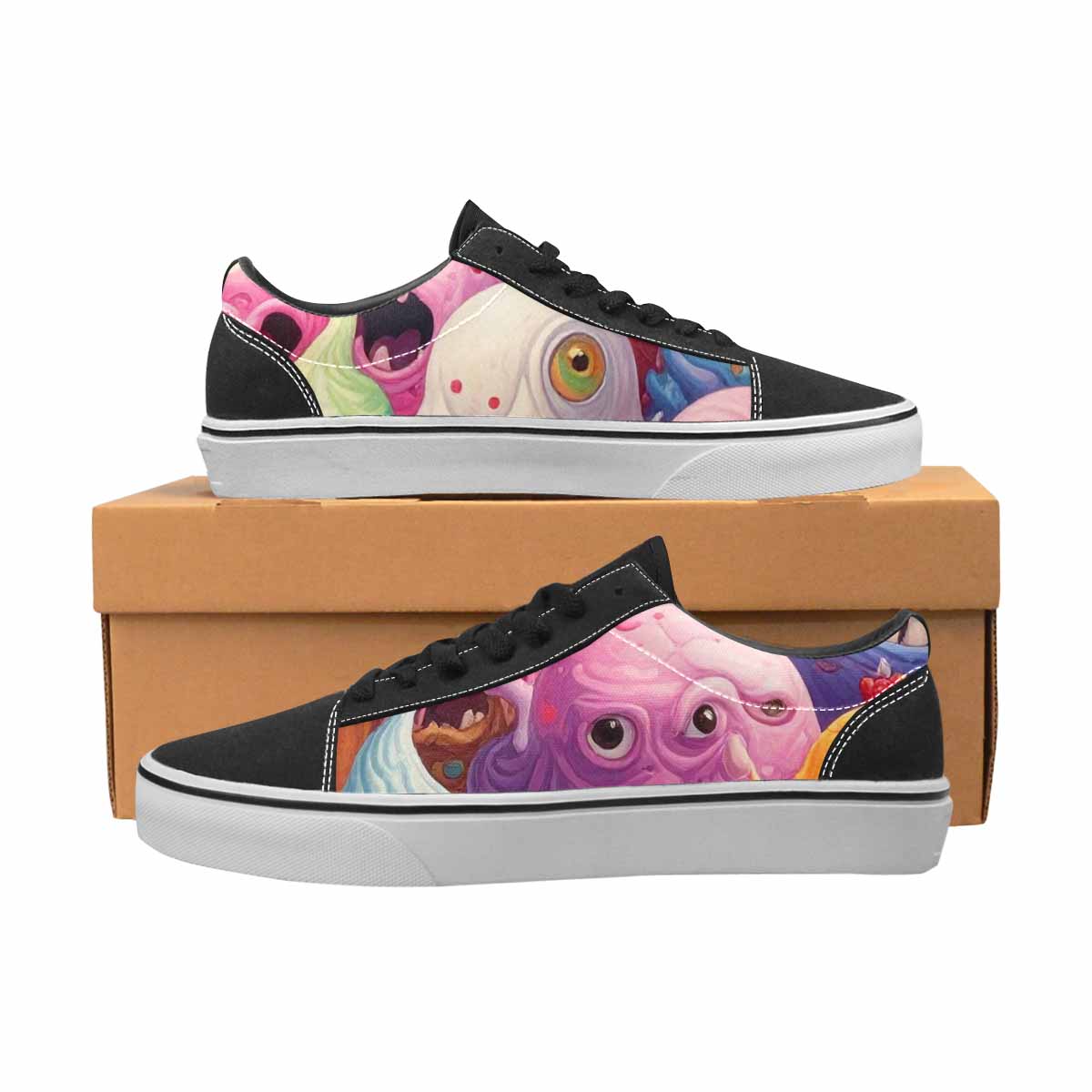 WOMEN'S Melting Ice Cream Monster Lace-Up Canvas Aesthetic Shoes
