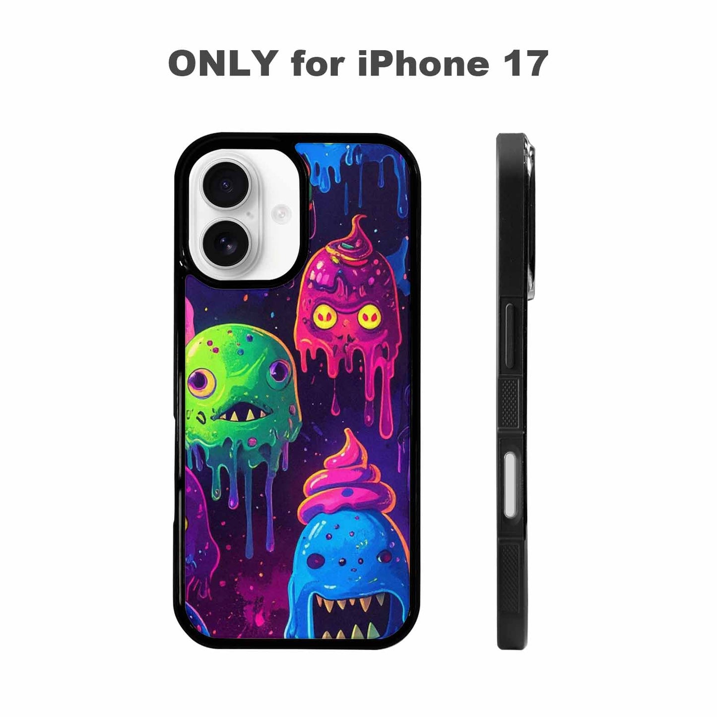 iPhone 17 Case — Ice Cream Monsters Neonmelting Original Art, Custom Print Case Cover