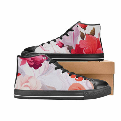 WOMEN'S Marble Floral High Top Canvas Neon Fantasy Shoes