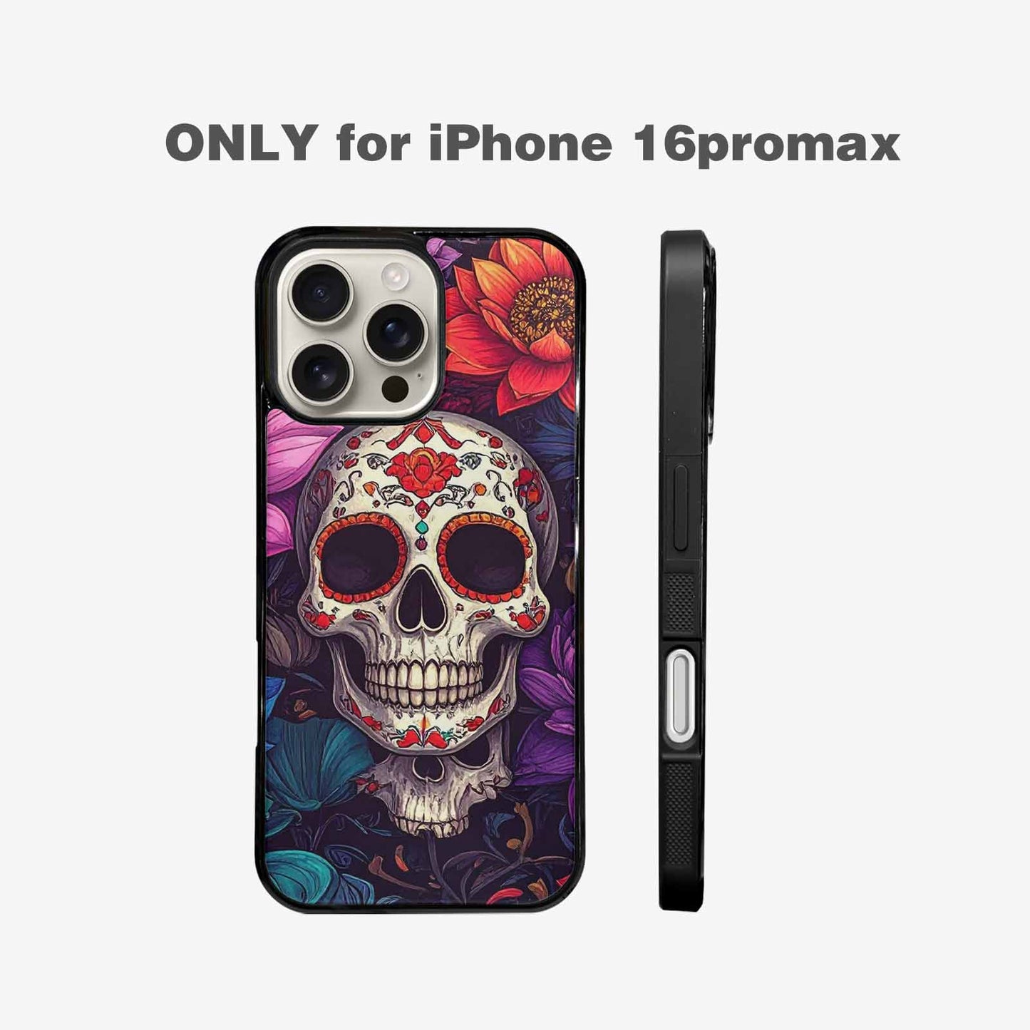 iPhone 16 Pro Max Case — Lotus Skulls, Custom Made Phone Cover