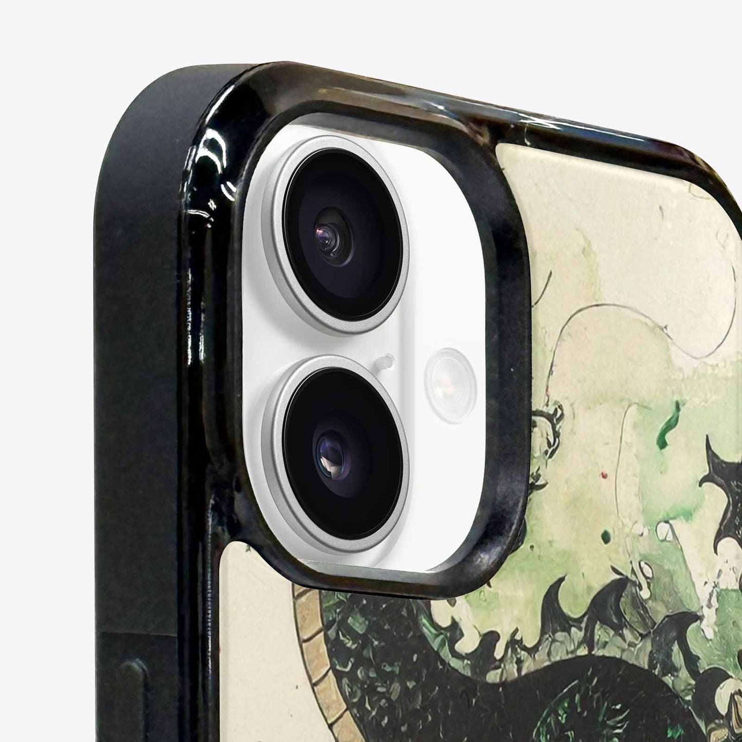 iPhone 16 Plus Case — Dragon Scale Black Green Ink Dragons, Custom Designed Case Cover