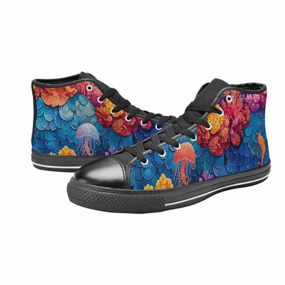 WOMEN'S Fish Scale Coral High Top Canvas Surreal Shoes
