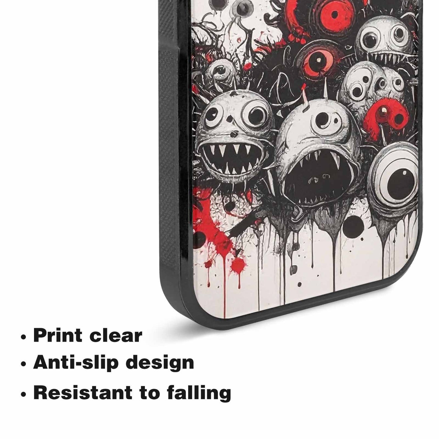 iPhone 15 Plus Case — Multi Eye Monster Black Red Ink, Custom Made Phone Cover