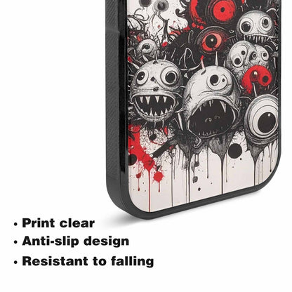 iPhone 15 Plus Case — Multi Eye Monster Black Red Ink, Custom Made Phone Cover