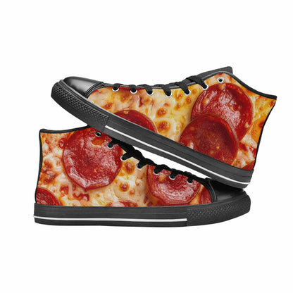 WOMEN'S Pepperoni Pizza Print High Top Canvas Aesthetic Sneakers