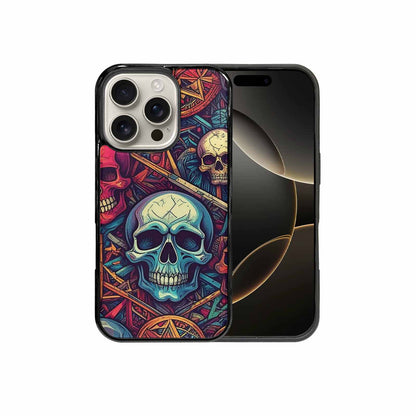 iPhone 16 Pro Case — Sacred Geometry Lots Of Skulls Seamless, Custom Printed Phone Case