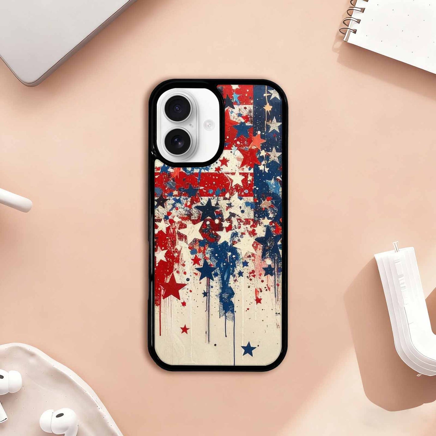 iPhone 17 Case — Patriotic Stars And Stripes Galaxy Space, Custom Art Phone Cover