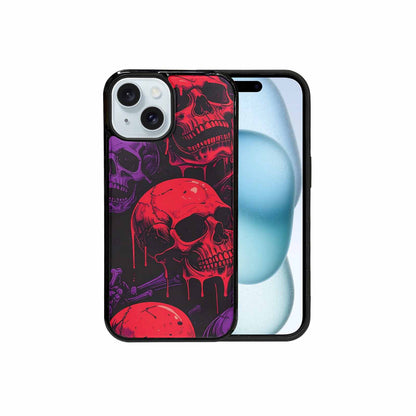 iPhone 15 Case — Red Purple Skeletons Neon Drip Melting, Custom Phone Case