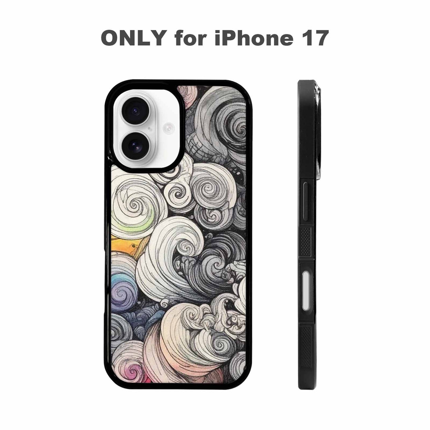iPhone 17 Case — Tie Dye Swirls (black Tie Dye, Custom Print Case Cover
