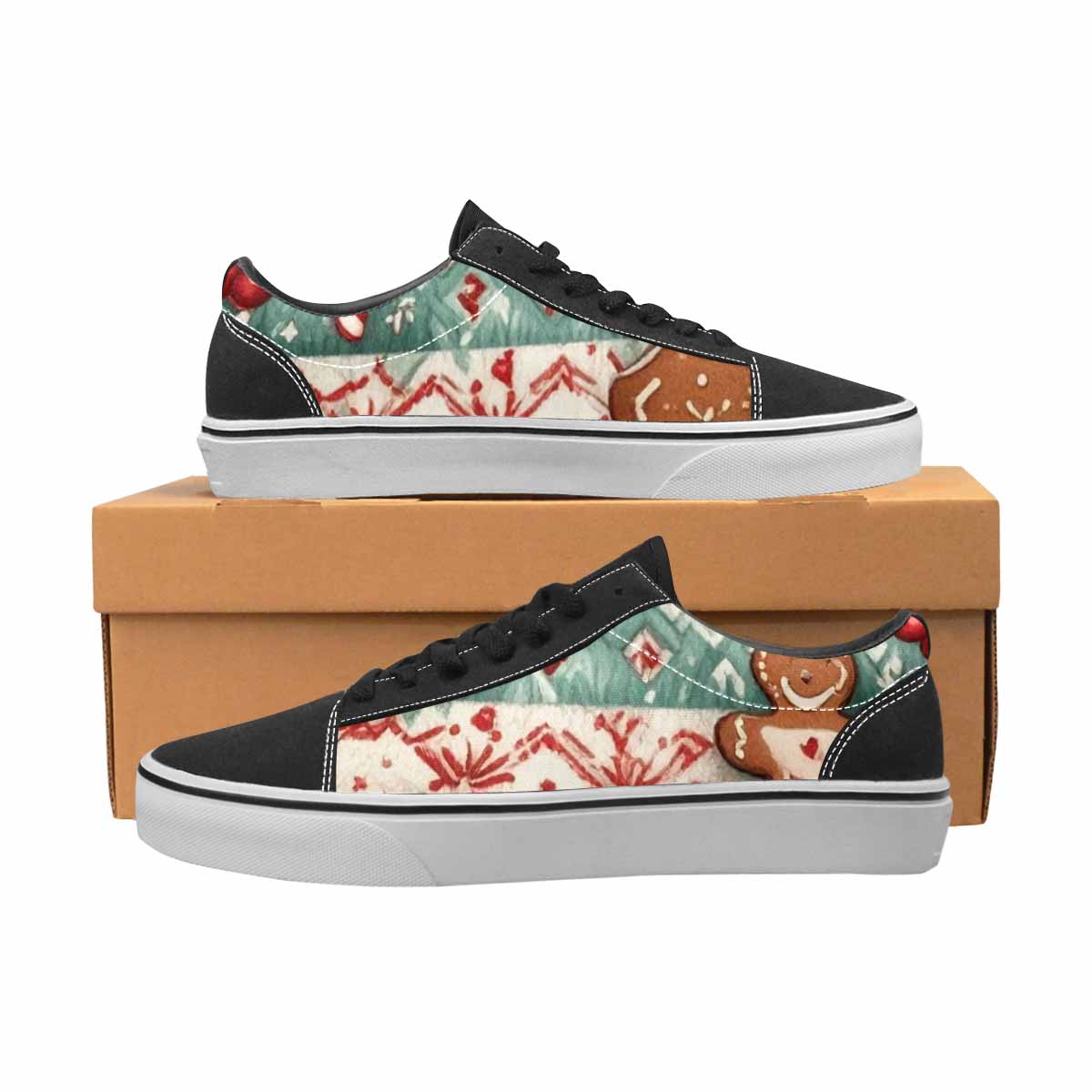 MEN'S Christmas Holly Snowflake Canvas Lace-Up Vibrant Chaos Custom Shoes