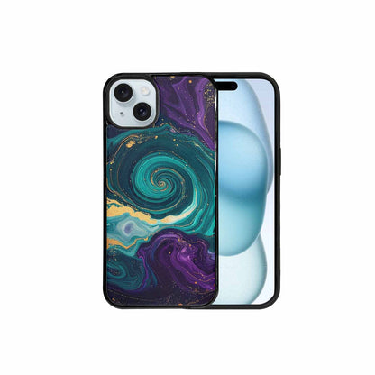 iPhone 15 Plus Case — Marbled Swirl Texture Blended With Galaxy, Original Design Phone Case