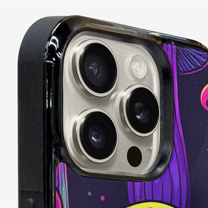 iPhone 16 Pro Max Case — Psychedelic Mushroom Cartoon Pattern, Custom Made Phone Cover