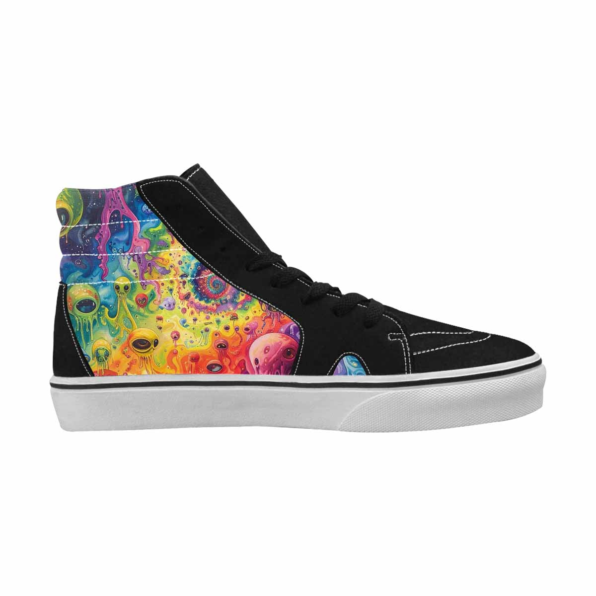 MEN'S Aliens  Tie Dye High Top Canvas Neon Fantasy Custom Shoes