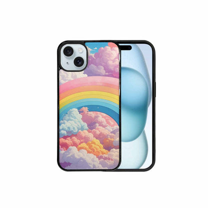 iPhone 15 Plus Case — Cloud And Rainbow Burst Pattern Hundreds, Personalized Phone Case