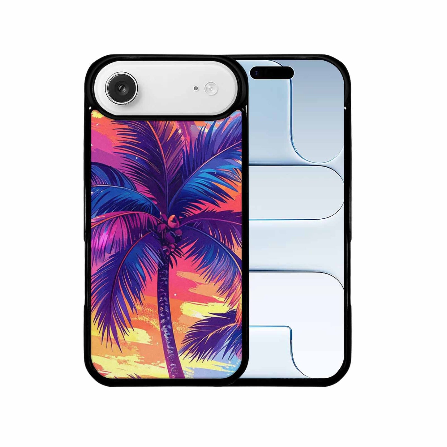 iPhone 17 Air Case — Chrome Bling Palm Tree Original Art, Custom Made Phone Cover