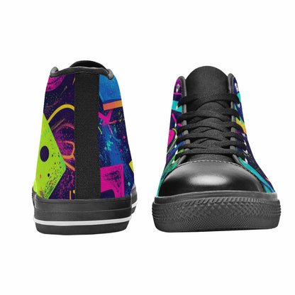 WOMEN'S Memphis Squiggles Triangles Dots High Top Canvas Cottagecore Shoes