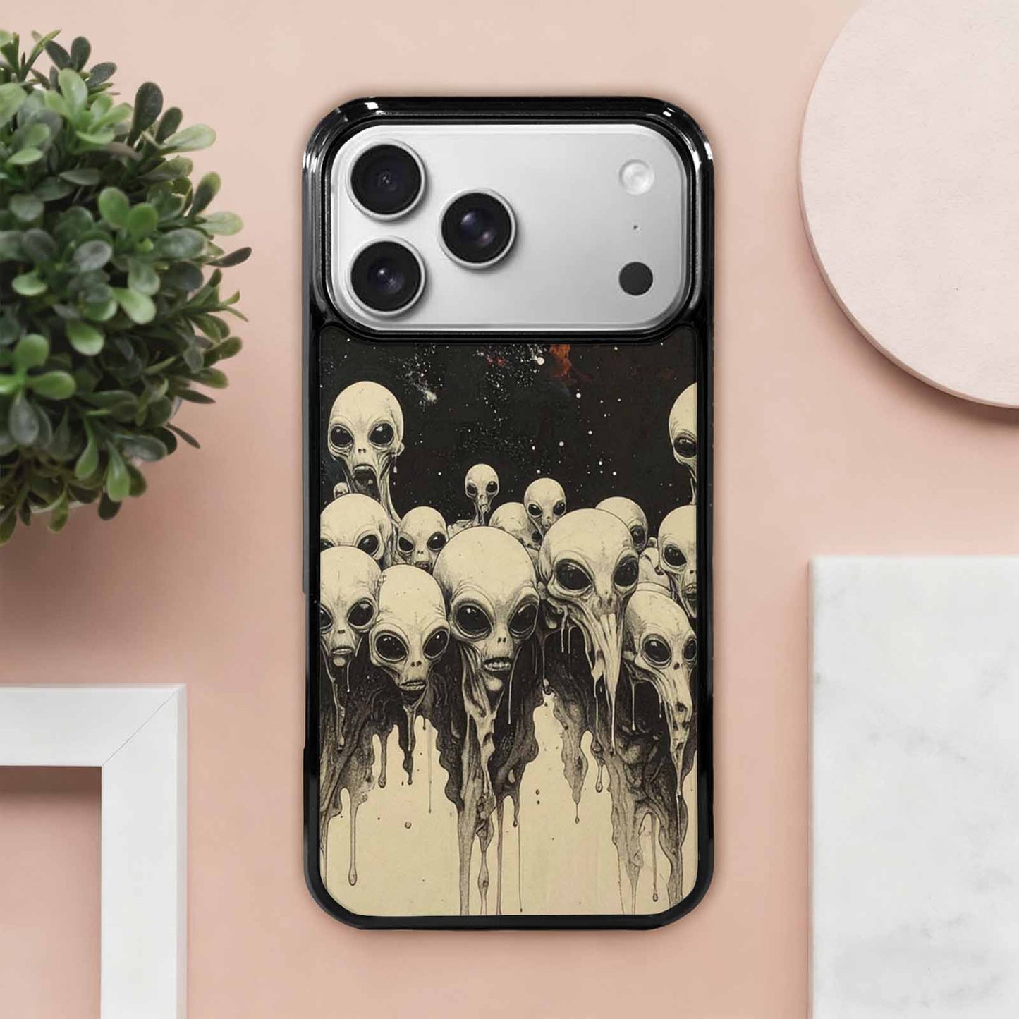 iPhone 17 Pro Max Case — Melting Aliens Pattern Alien Scifi, Custom Art Phone Cover