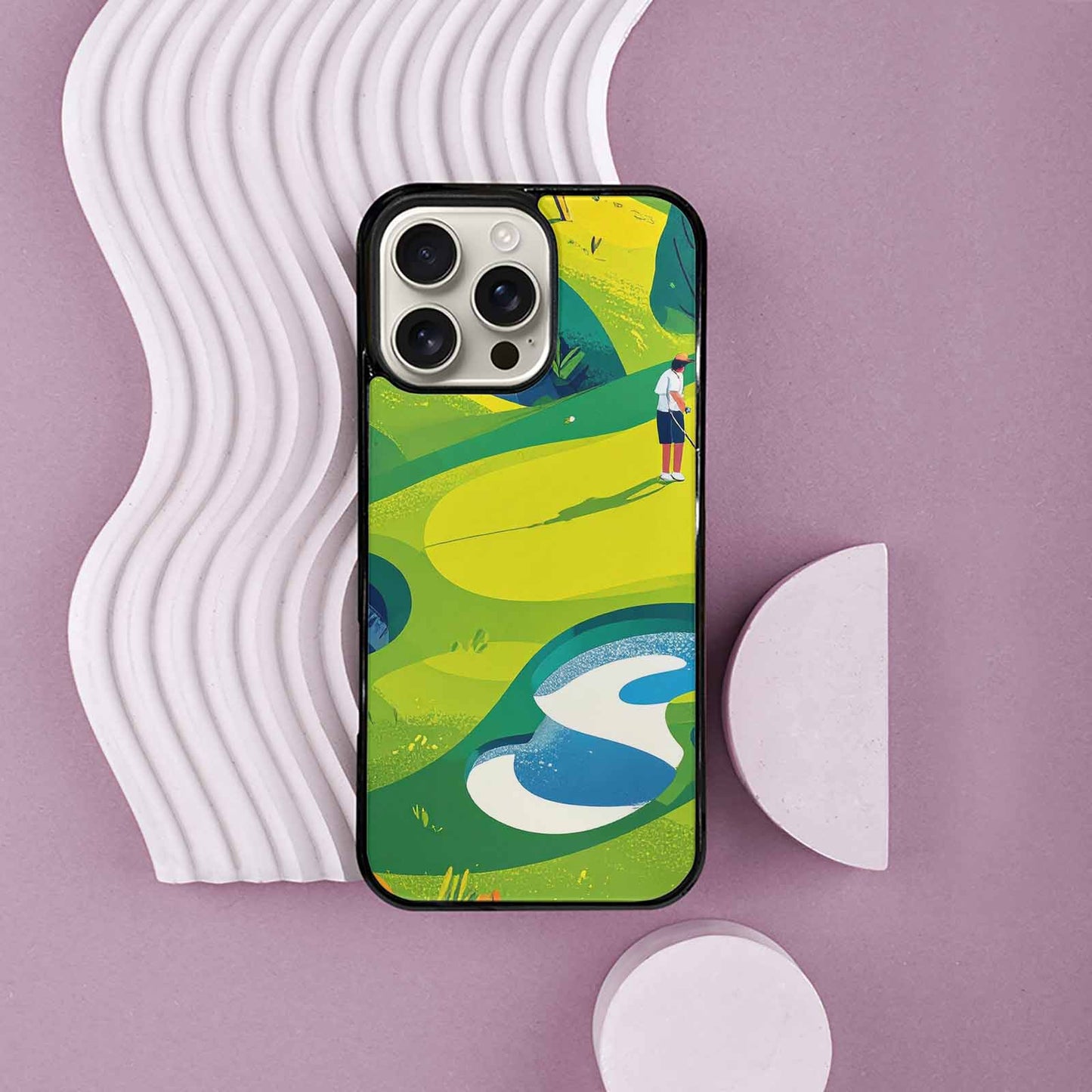 iPhone 16 Pro Max Case — Golf Cartoon Art Pattern, Custom Print Case Cover