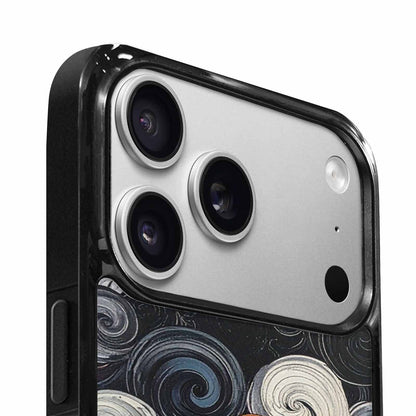 iPhone 17 Pro Case — Tie Dye Swirls Black White Tie, Custom Designed Case Cover