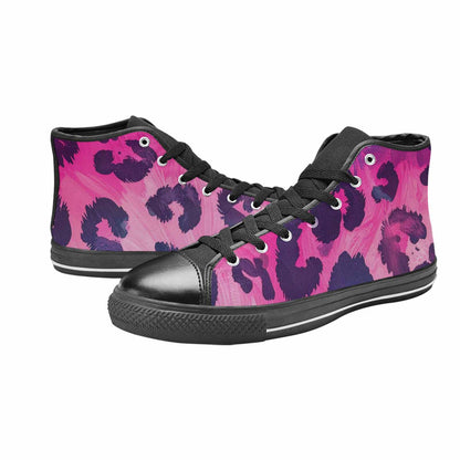 WOMEN'S Leopard Neon Pink Teal Airbrush High Top Canvas Dreamcore Custom Sneakers