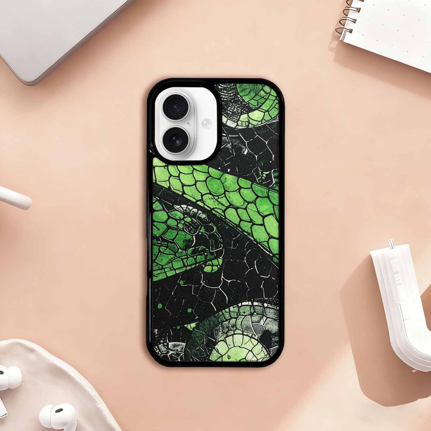 iPhone 17 Case — Black &amp; Green Ink Original Art, Original Design Phone Case