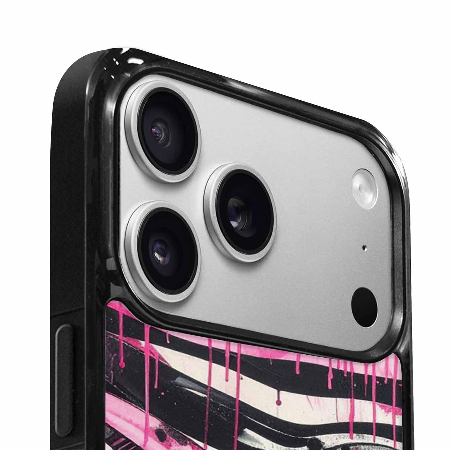 iPhone 17 Pro Case — Black Pink Ink Zebra Stripe Animal, Custom Made Phone Cover