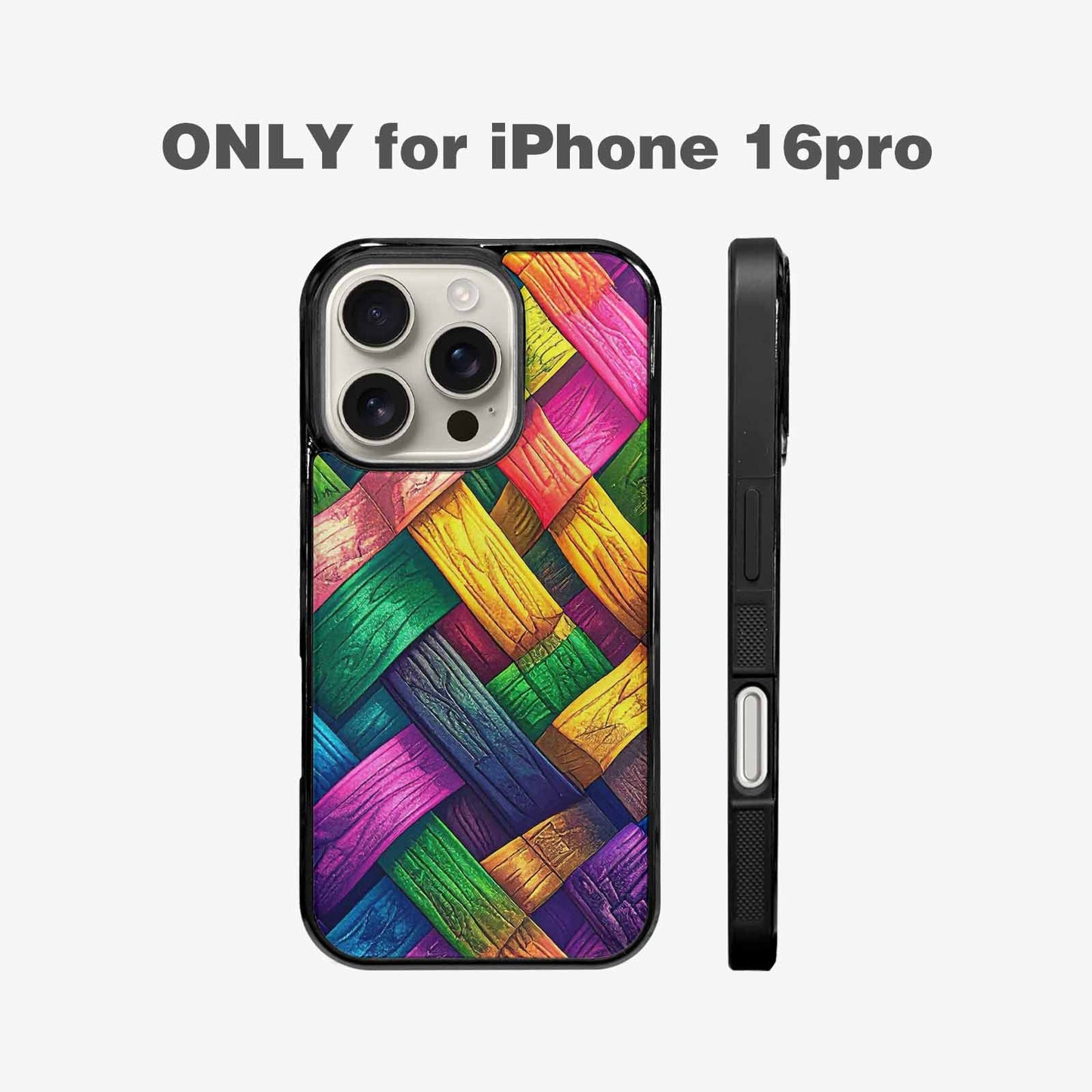 iPhone 16 Pro Case — Polysexual Flag Color Theme Small Rainbow, Custom Printed Phone Case