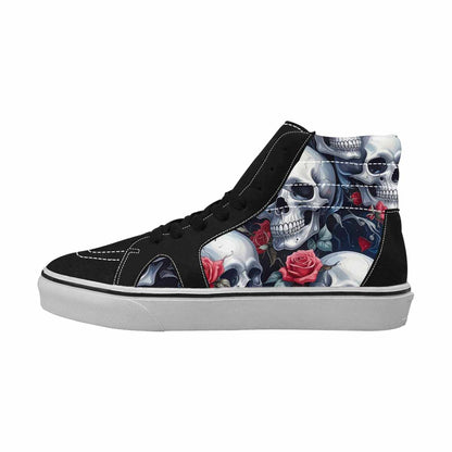 WOMEN'S Skulls Roses Chrome Airbrush High Top Canvas Surreal Custom Sneakers