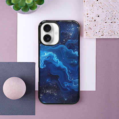 iPhone 16 Case — Galaxy Art Blue Starfield Small Galaxy, Custom Art Phone Cover