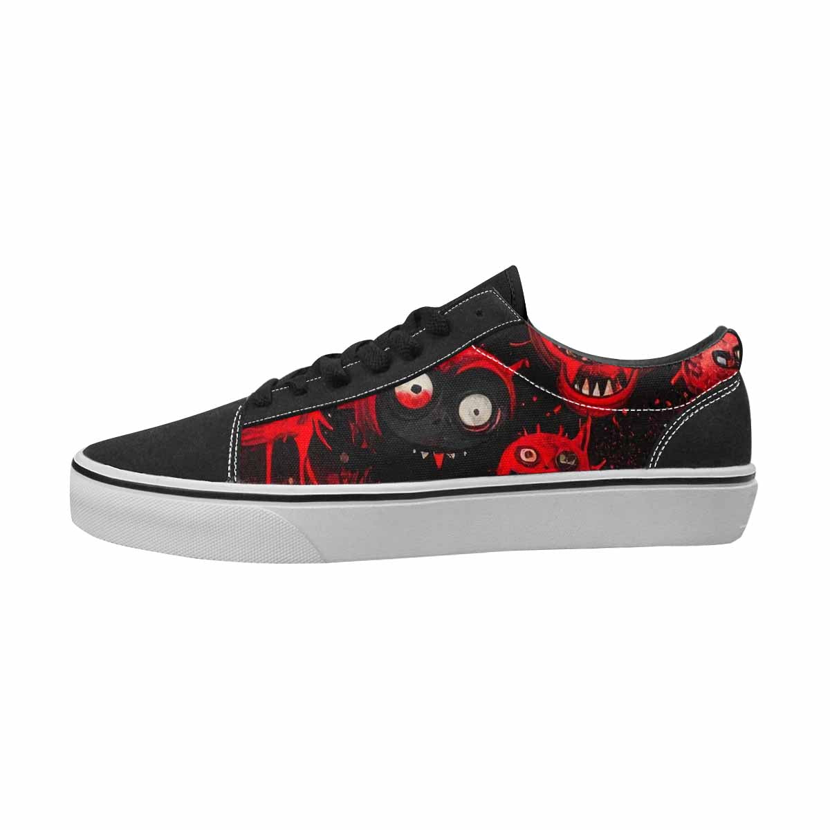 WOMEN'S Monsters Black & Red Ink Canvas Made To Order Vibrant Chaos Original Art Sneakers