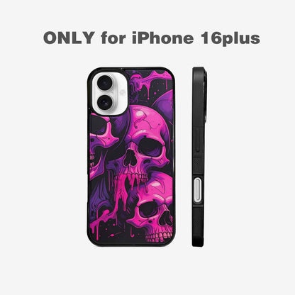 iPhone 16 Plus Case — Pink Purple Skeletons Neon Drip Melting, Custom Printed Phone Case