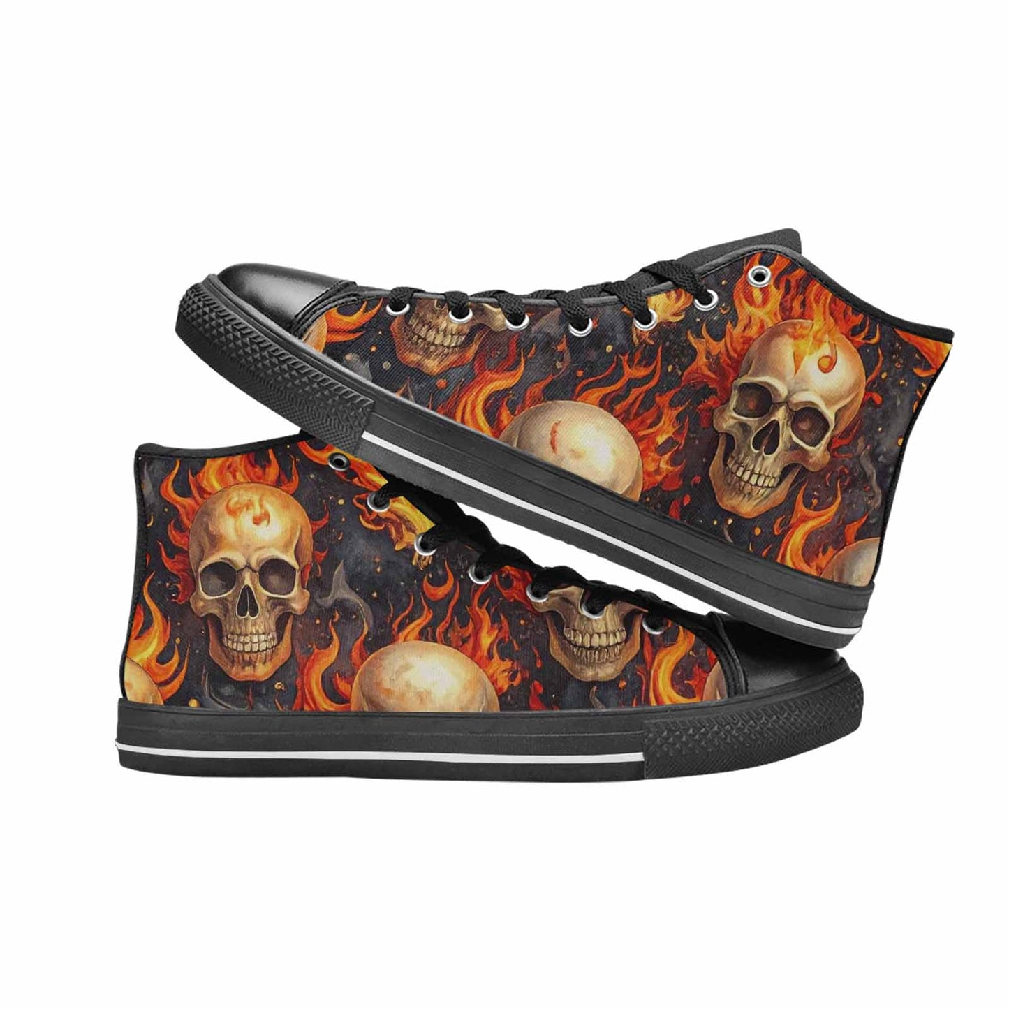 MEN'S Skulls - Flaming High Top Canvas Dreamcore Sneakers