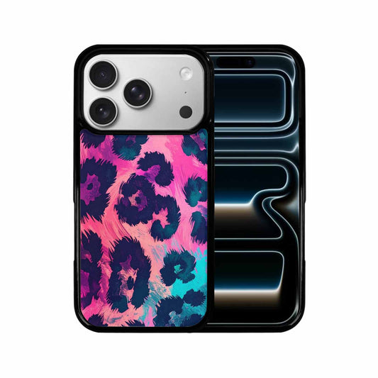 iPhone 17 Pro Case — Leopard Neon Pink Teal Airbrush Animal, Custom Phone Case