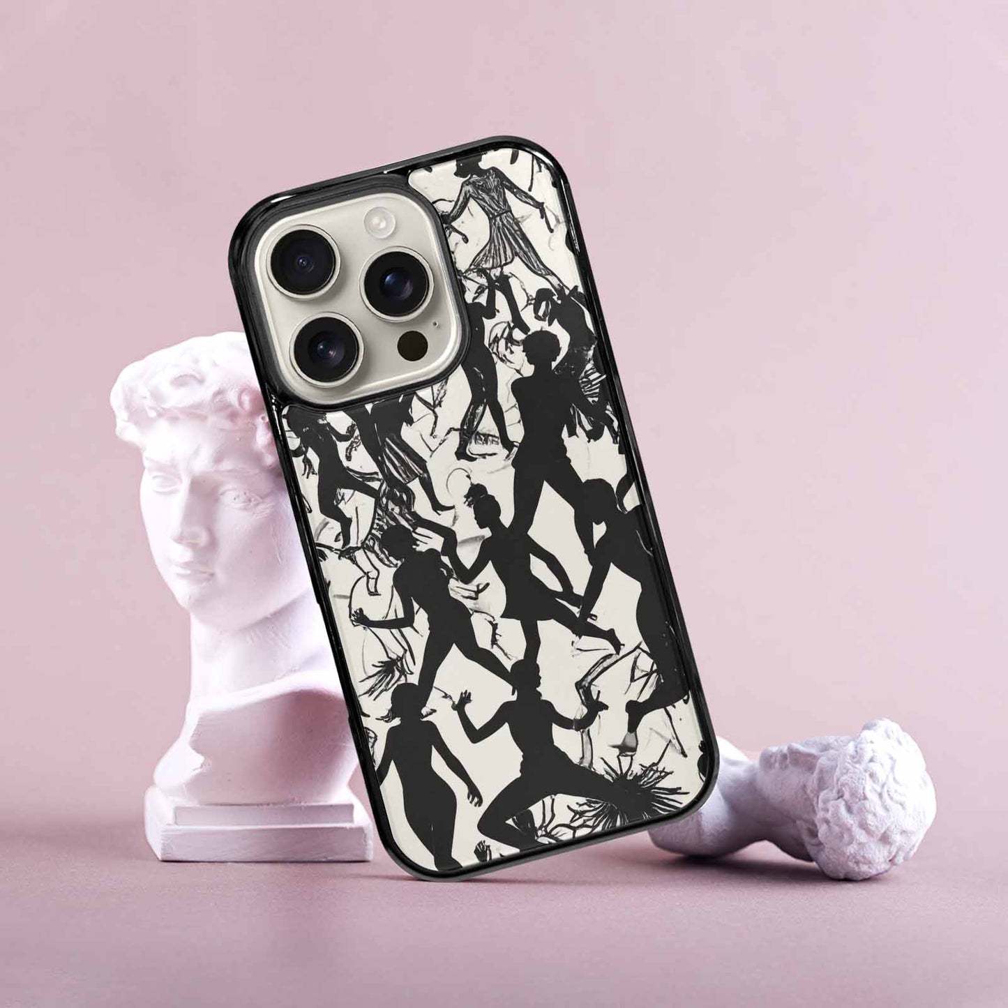 iPhone 16 Pro Case — Bold Dancing Figure Line Art Pattern, Custom Print Case Cover