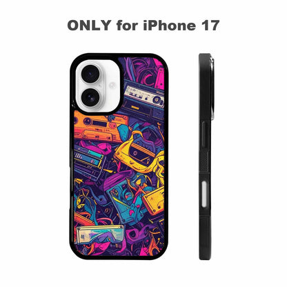 iPhone 17 Case — Retro Cassette Tape Pattern Retro Vintage, Personalized Phone Case