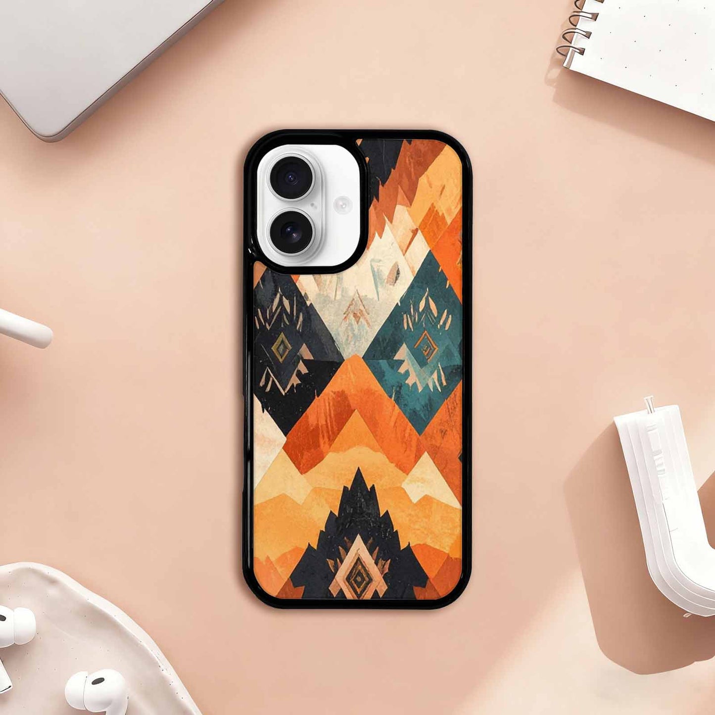 iPhone 17 Case — Small Southwestern Geometric Diamond Original Art, Personalized Phone Case