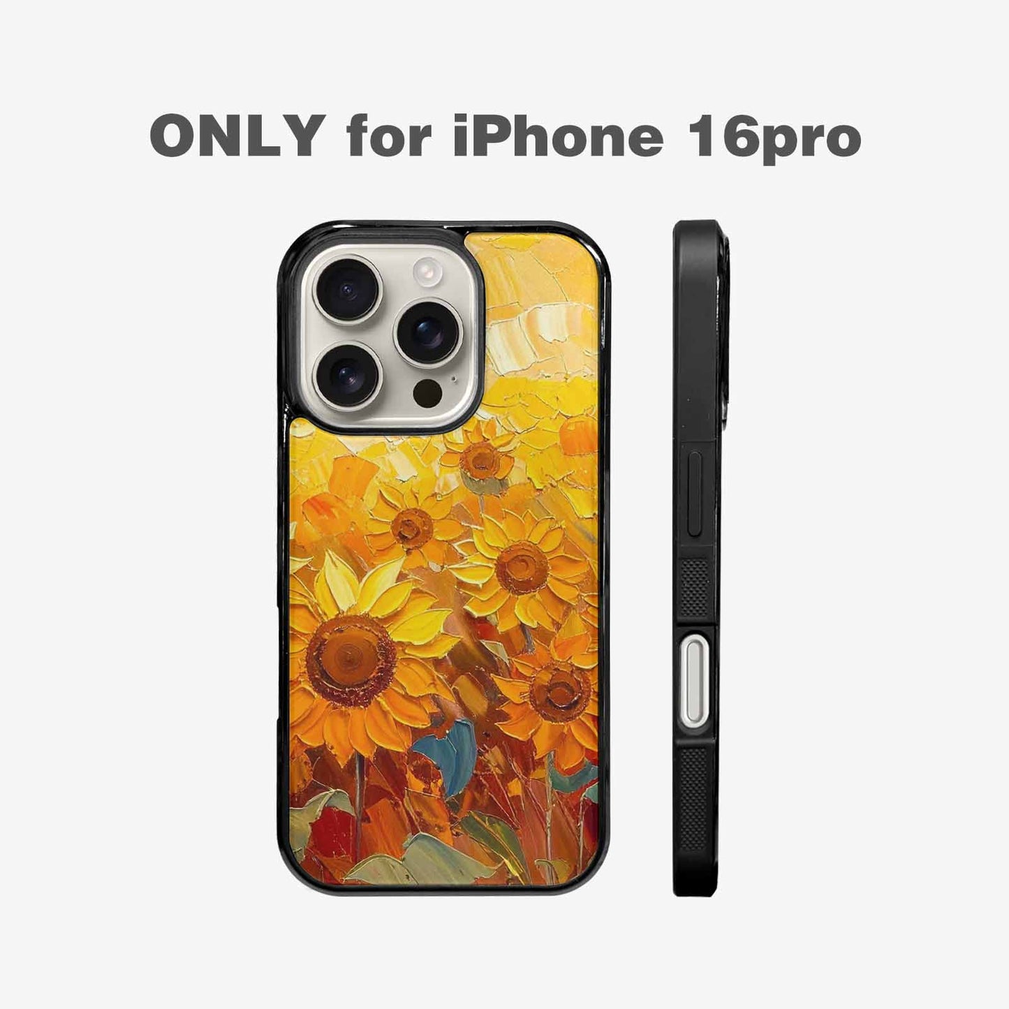 iPhone 16 Pro Case — Impressionist Sunflower Brushstroke Pattern Hundreds Of, Custom Made Phone Cover